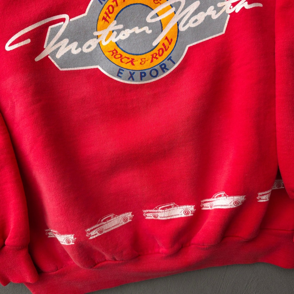 Molson Export Motion North Mens L Red Hot Rods Rock & Roll Sweatshirt 1990s - Picture 3 of 9